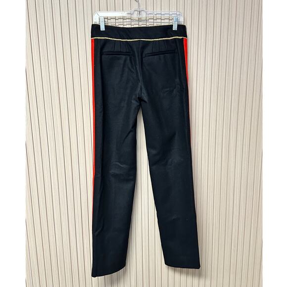 Paco Rabanne Military Pants Virgin Wool Black Red Trim Size US 2 / FR 34 - Picture 11 of 16